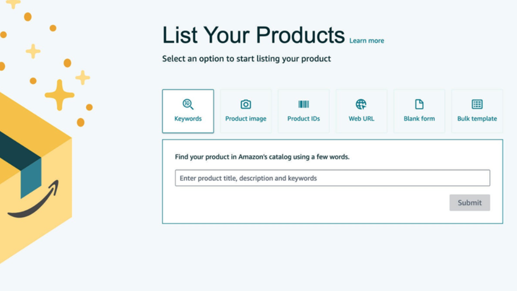 Screenshot of how to list products on Amazon marketplace