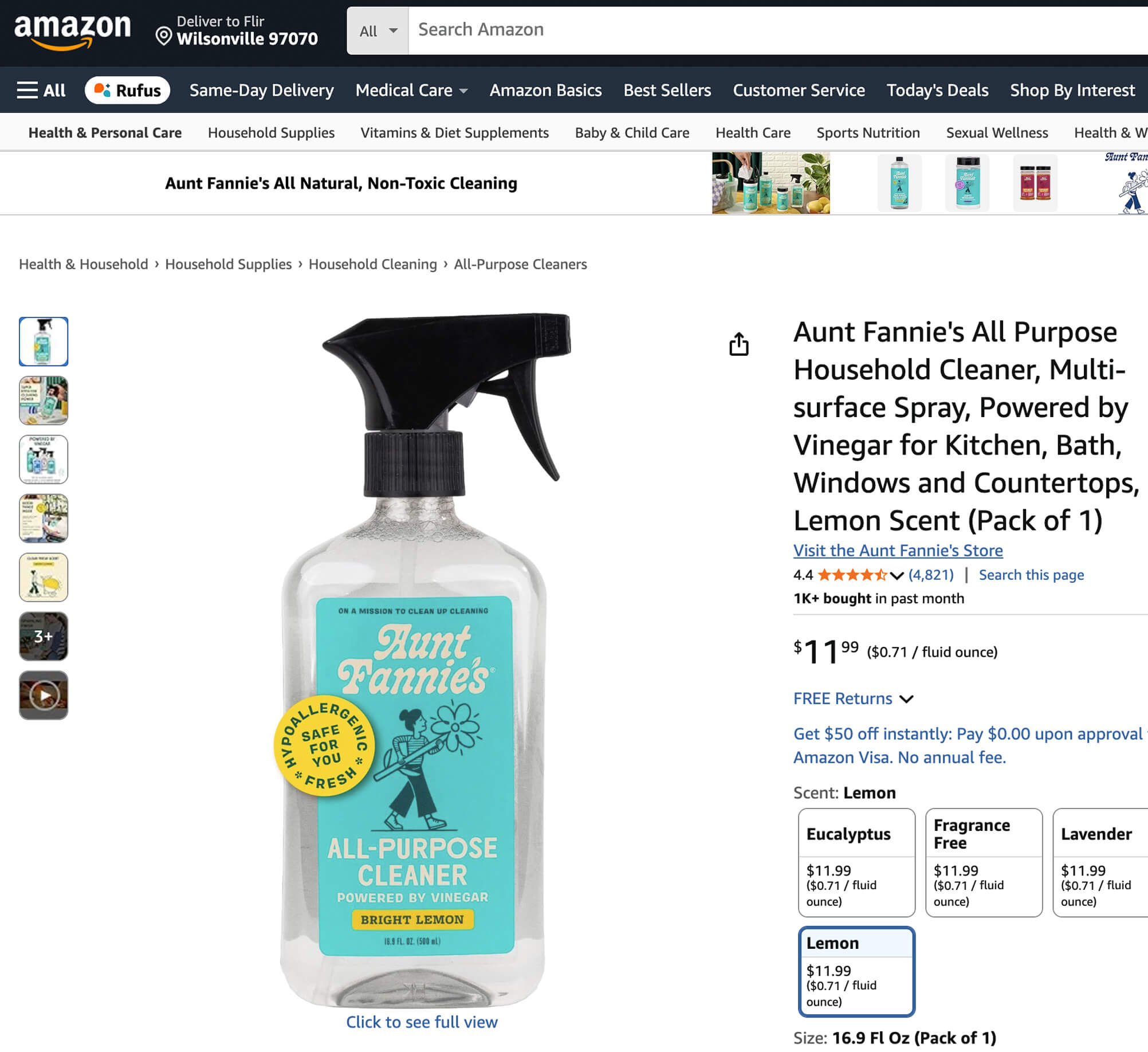Screenshot of an Aunt Fannie's product on Amazon