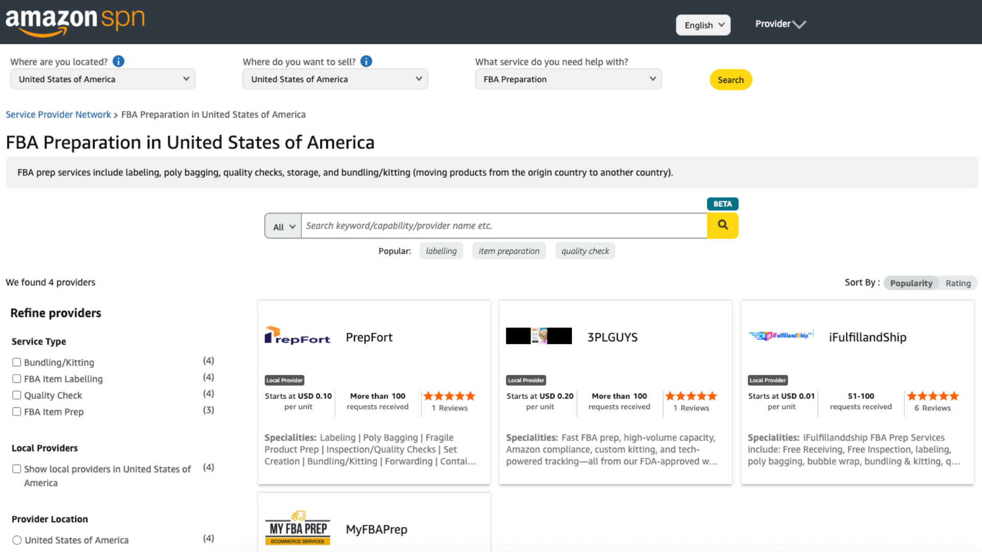 Examples of Amazon FBA 3PL service providers