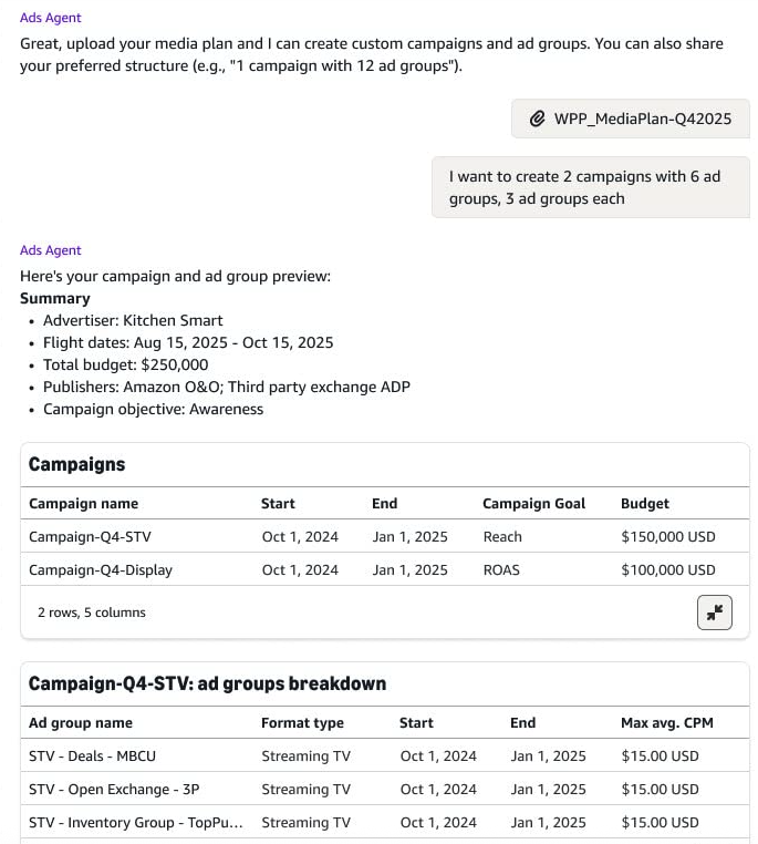 Screenshot of Amazon Ads Agent from Unboxed 2025