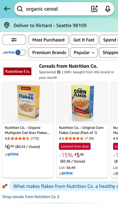 Screenshot of Amazon AI pprompts for Sponsored products and Sponsored brands campaigns