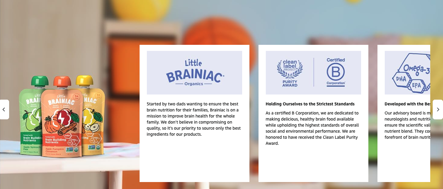 amazon brand story example for brainiac