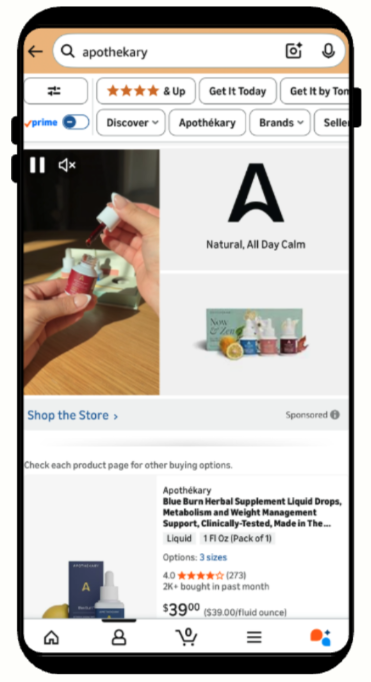 Mobile mockup of an Amazon sponsored brand video for the brand Apothekary