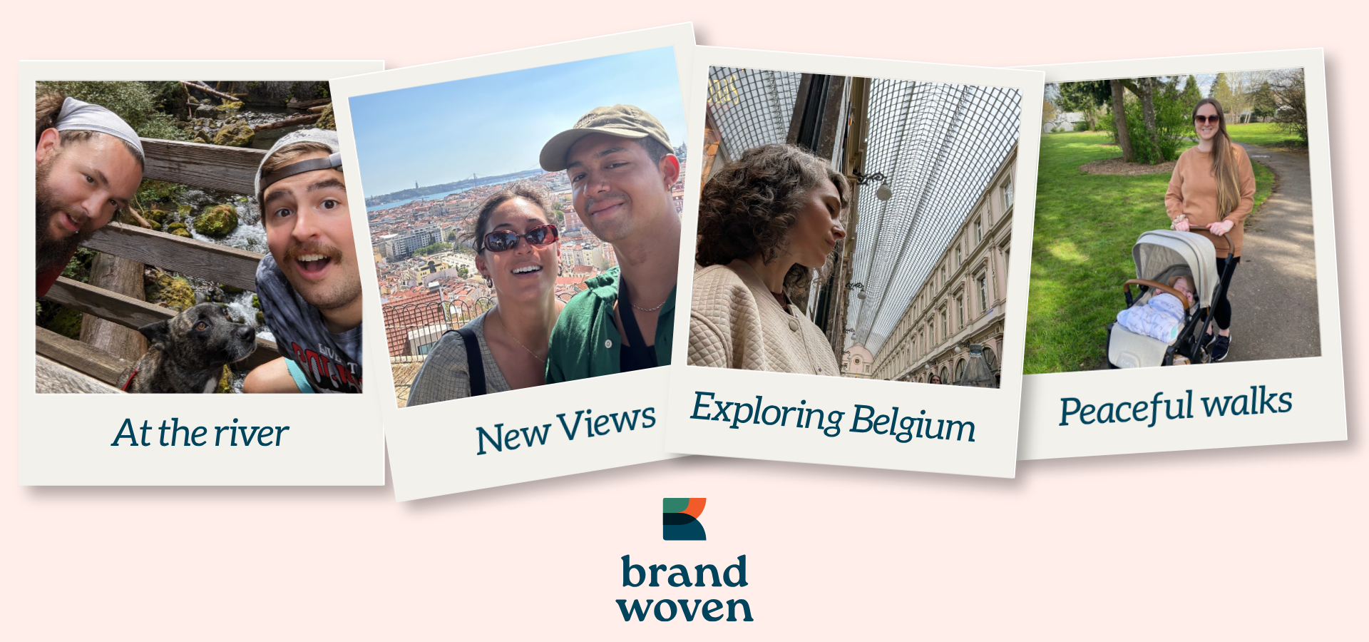 Polaroid collage of Brandwoven employees on sabbatical