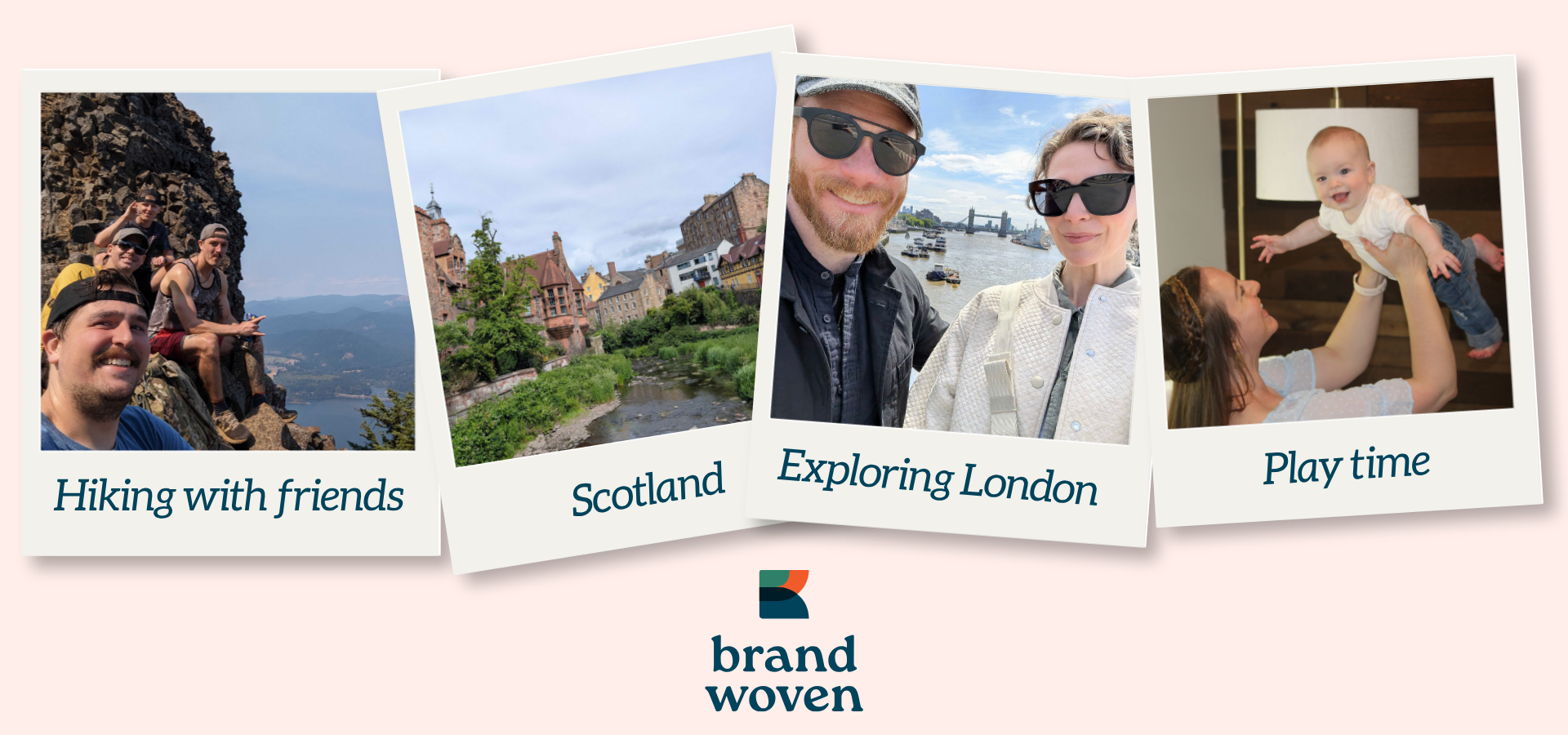 Polaroid collage of Brandwoven employees on sabbatical