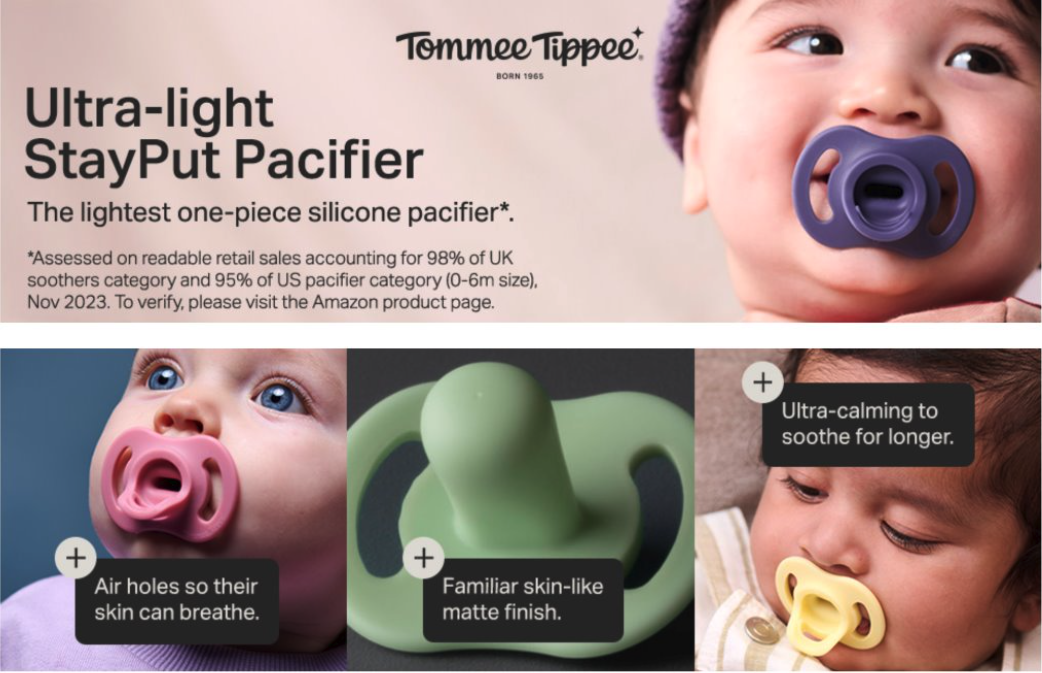 Tommee Tippee's A+ Content on Amazon